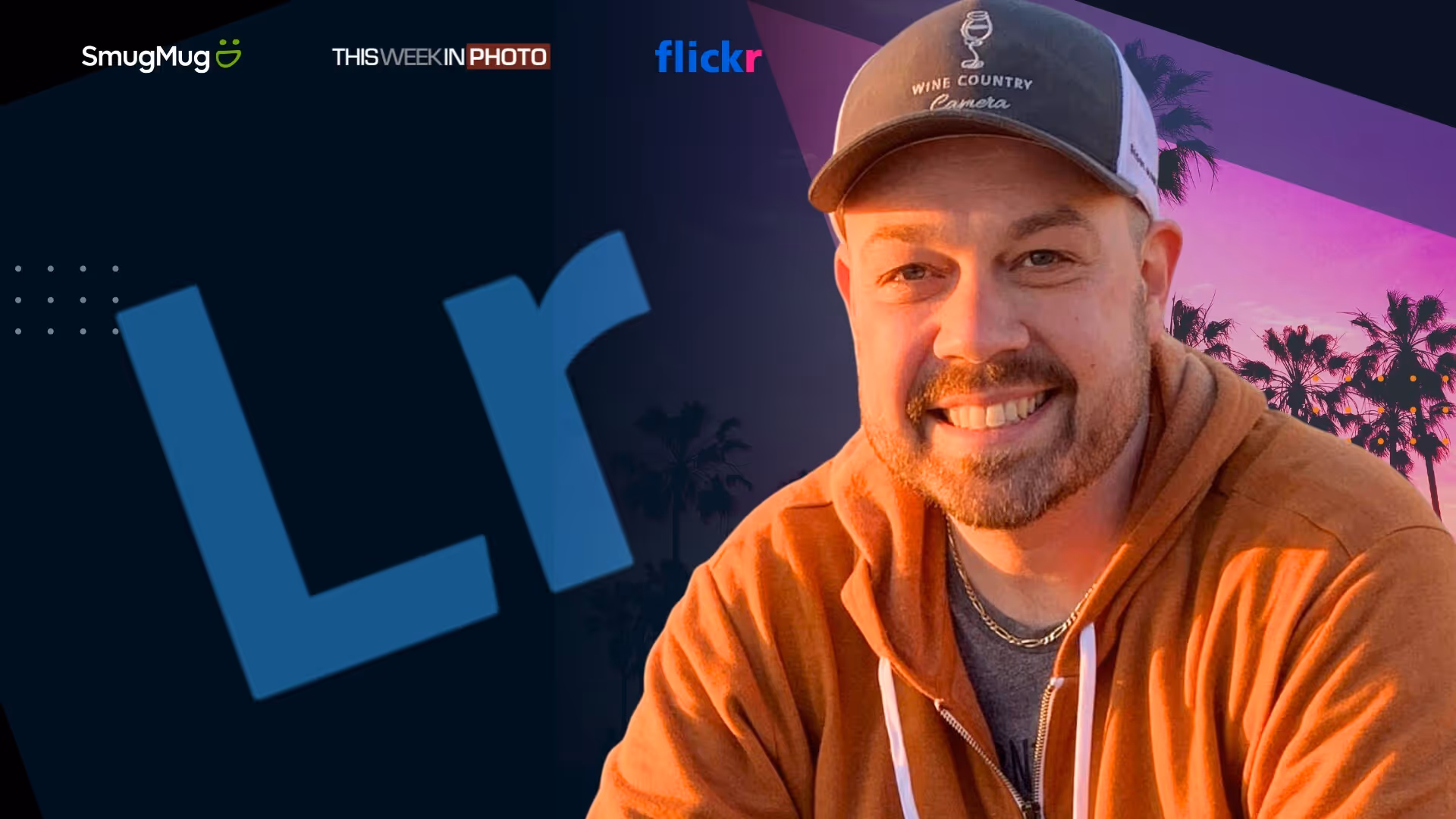 Brian Matiash portrait with an image of the Lightroom icon in the background.